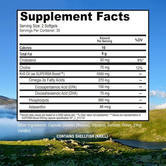 ScimeraMD® KrillOilMD Antarctic Krill Oil Omega 3 DHA EPA Supplement with Astaxanthin for Heart, Brain, and Joint Support, 60 CT