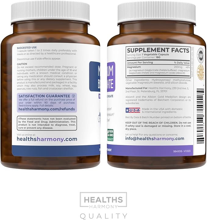 High Absorption Magnesium Bisglycinate Capsules - Clinically Validated Buffered and Chelated Magnesium Supplement - 1 Daily Vegan Capsule with Lab Verified Gentle Magnesium 200mg (6 Month Supply)