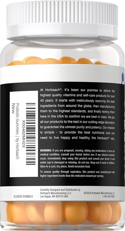 Horbäach Probiotic Gummies | 60 Count | 1.5 Billion with Prebiotic | Adult Supplement for Women and Men | Doctor Formulated | Tropical Flavor | Vegan, Non-GMO, and Gluten Free | Berkshire Labs