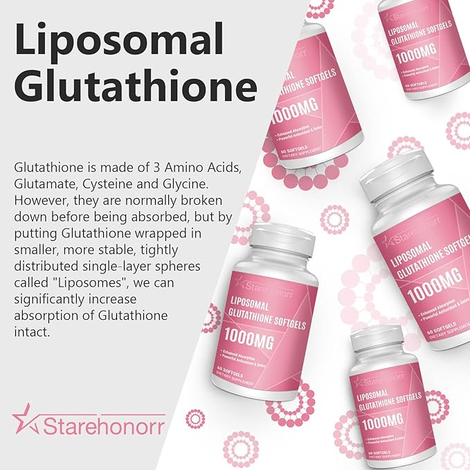 Liposomal Glutathione Softgels 1500MG, Reduced Glutathione Supplement with Vitamin C, Better Absorption, Non-GMO Powerful Antioxidant for Healthy Aging, Detox, Immune Health,120 Softgels