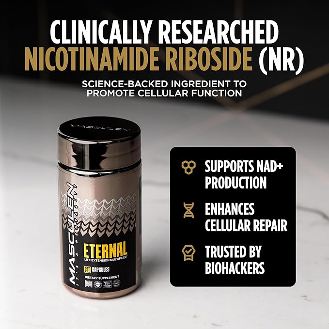 NAD+ Support Supplement with Nicotinamide Riboside, Pterostilbene, Green Tea Extract, EGCG, and Piperine – Energy, Cellular Health, Metabolism, and Immune Support – 60 Capsules