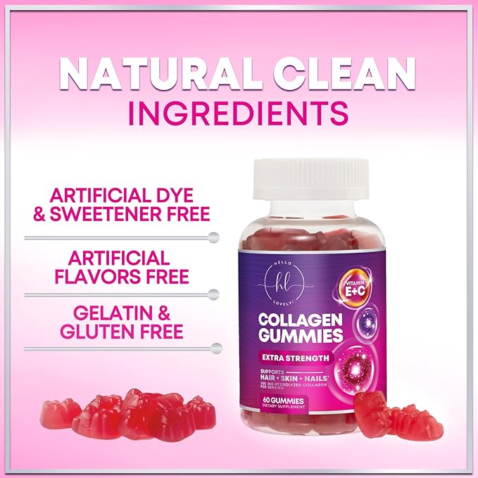Collagen Peptide Gummies for Women with Biotin - Hydrolyzed Collagen for Hair, Skin, Nail, Bone Health & Joint Support - Extra Strength Best Peptides Supplement for Women & Men, Non-GMO - 60 Gummies