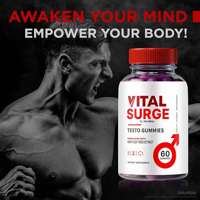 (Pack of 2 Vital Surge Testo Gummies, Premium ME Gummies Detox Easy to Chew, Supports Performance & Overall Well-Being, Official Gomitas Reviews (120 Gummies)