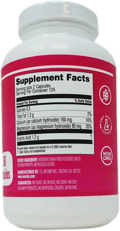 Butyrex Calcium/Magnesium Butyrate Complex: 250 Capsules