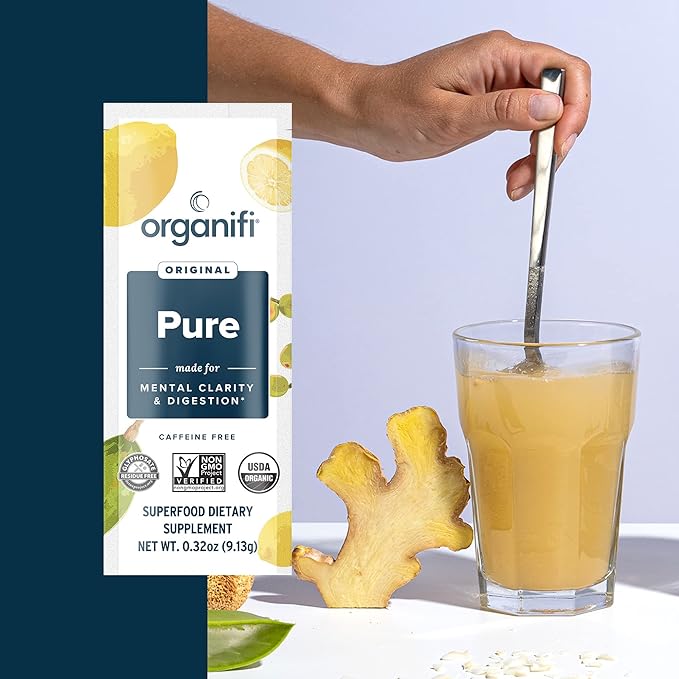 Organifi: Pure Smart Packs - Organic Brain and Immunity Support - Revitalizes Daily Mental Focus - Lemon Flavor, 3 Pack