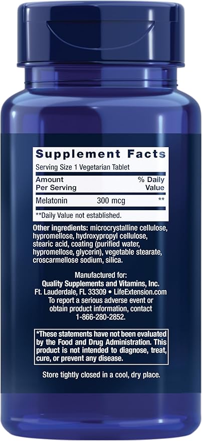 Life Extension Melatonin 6 Hour Timed Release, 300 mcg, Extended-Release Formula for Gentle Sleep Support, Healthy circadian Rhythms, Cellular Defense, Gluten-Free, Non-GMO, Vegetarian, 100 Tablets