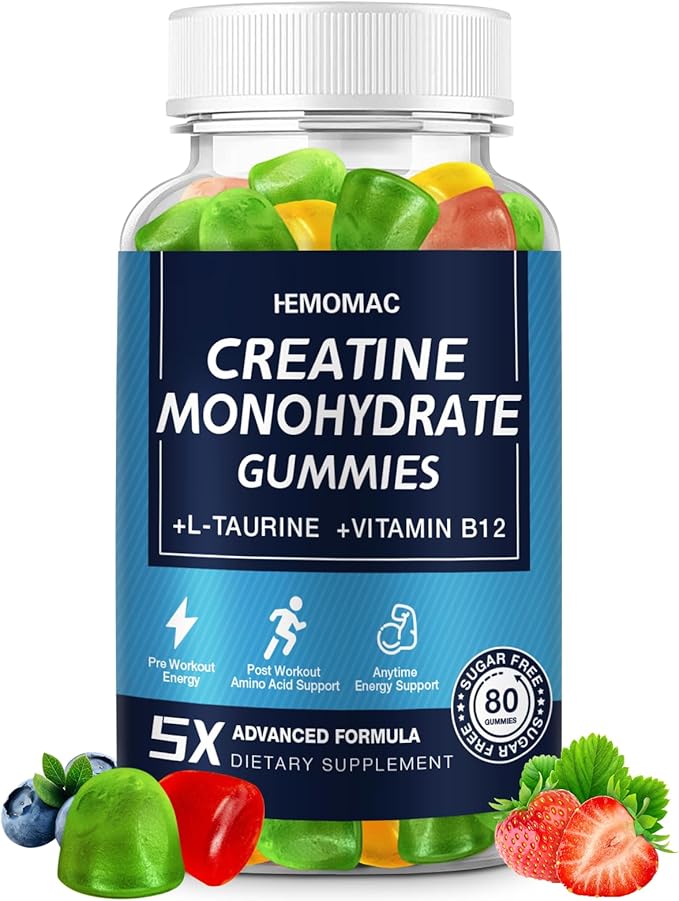 Creatine Monohydrate Gummies for Men and Women 80 Count (Pack of 1)
