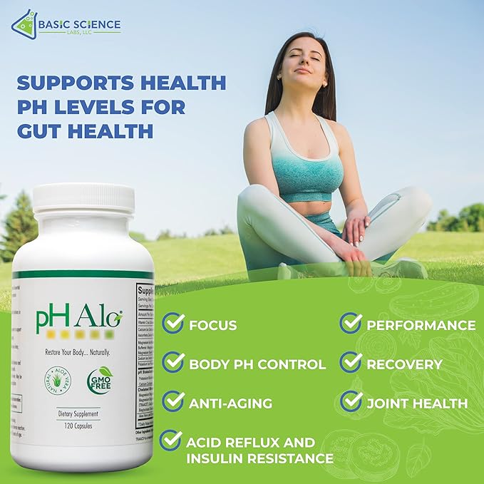 pHAlo pH Balance Supplement Pills - Magnesium, Bicarbonates Capsules for Alkaline Balance - Natural Treatment for Focus, pH Balance, Gut Health, Performance and Recovery