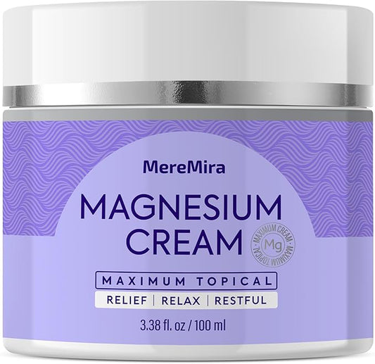 Magnesium Cream for Sleep & Muscle Relief: Topical Night Calming & Deep Relaxation Lotion - Restless Cramps Leg & Joint Care Lotion - Lavender 3.38 Fl. Oz.
