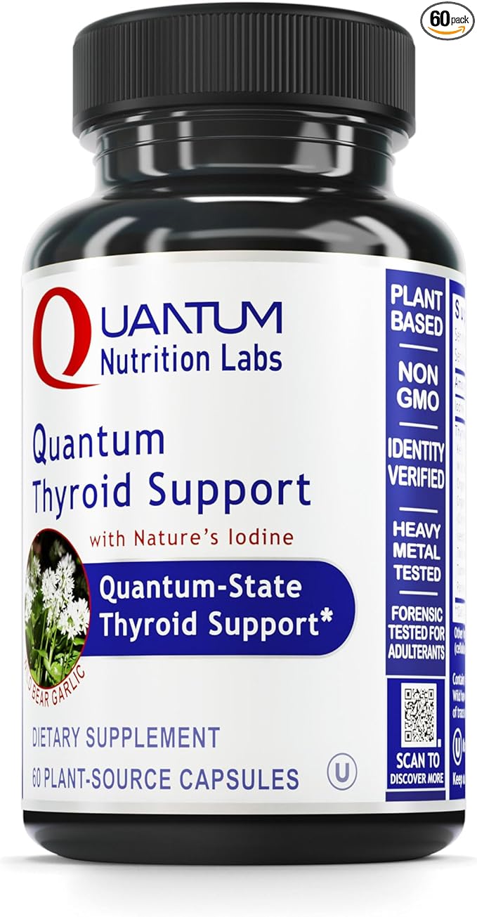 QNL Quantum Thyroid Support Supplement - Pure Thyroid Support Complex - Aids Hormonal Balance for Women & Men - Vegan Thyroid Complex - Features Iodine - 60 Plant-Source Capsules