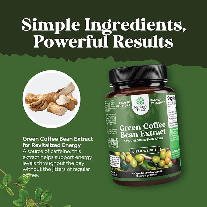 Bundle of Pure Green Coffee Bean Extract for Antioxidant Heart Health Mental Focus and Size Reduction and Cleanse and Detox Activated Charcoal Capsules for Bloating Relief and Body Detox Cleanse