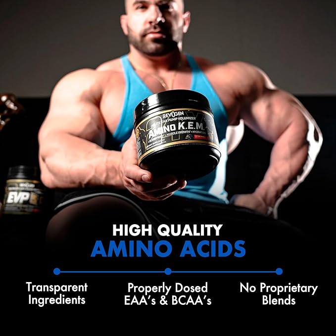 Evogen Amino K.E.M. - EAA & BCAA Powder Pump Volumizer | BCAAs Amino Acids Supplement for Blood Flow, Muscle Growth, & Hydration | Victory Punch | 30 Servings