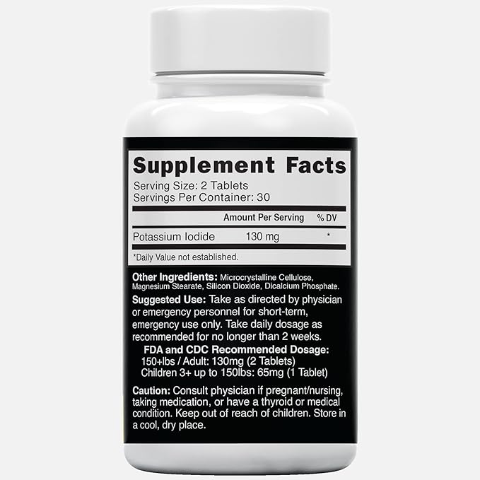 Nature's Fusions Potassium Iodide Tablets 130 mg (Pack of 2) - (120 Tablets) EXP 10/2032 - Ki Pills - Yoduro de potasio