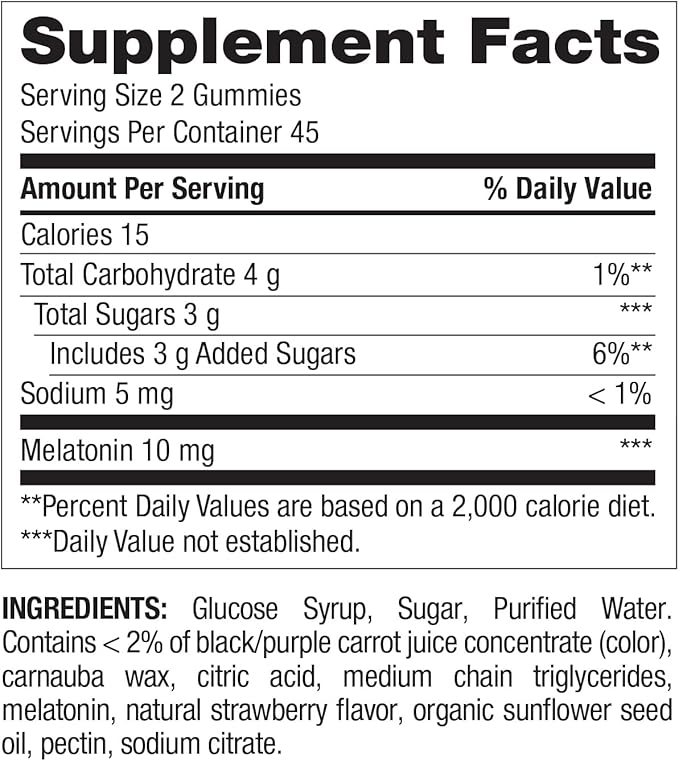 Nature's Wonder Drug-Free Melatonin 10 mg Gummies for Adult Sleep Health, 100% Drug Free Sleep aid, Promote Healthy Sleep and Wake Rhythm and Patterns, 45 Day Supply, 90 Count