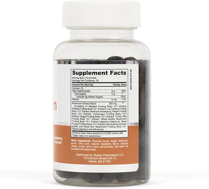 Halal Mushroom Complex Gummies - Raspberry Flavor - Non-GMO, Organic, and Vegan - Supports Brain Health and Immune System - 10-in-1 Mushroom Extract - 60 Gummies