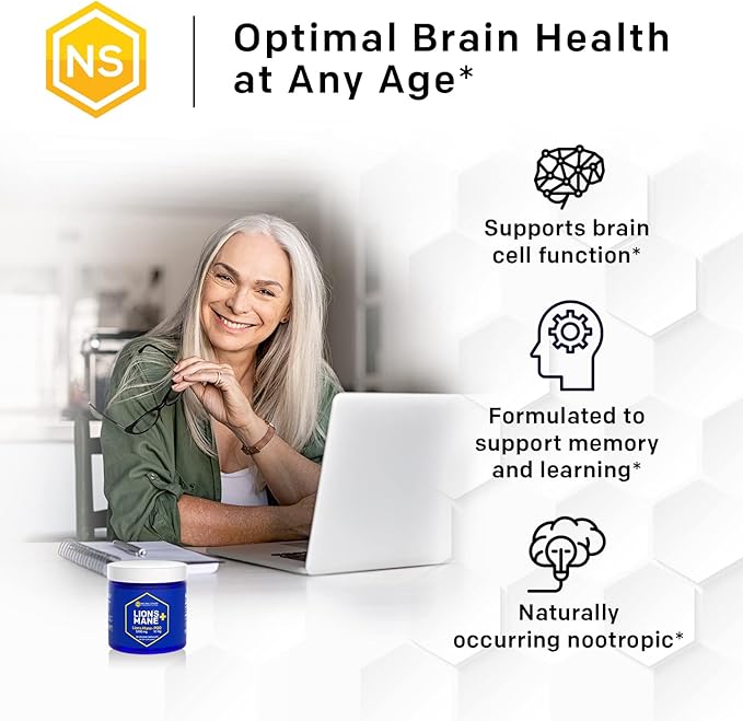 Organic Lions Mane Supplement Capsules - 1000mg Lions Mane Mushroom with 10mg PQQ - Brain Cell Optimizer for Memory, Learning, Mitochondrial Function - 60 Fruiting Body Mushroom Capsules
