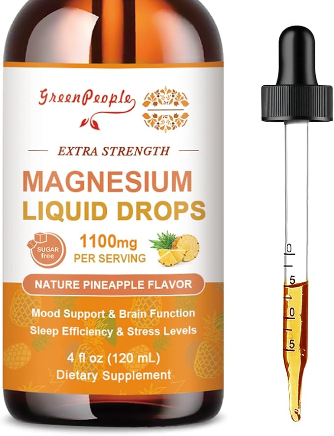 17-in-1 Triple Magnesium Complex Supplement, Magnesium Liquid Drops with Magnesio Glycinate & Citrate, Pineapple Flavor, Calm Mood, Muscle & Sleep for Adults, 4 fl. oz 2Pack