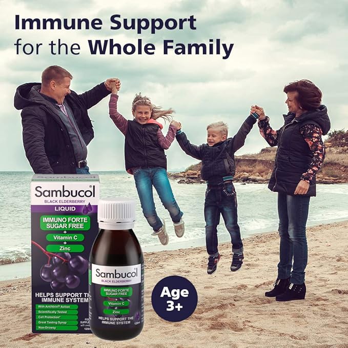 Sambucol Sugar-Free Black Elderberry Syrup - Sambucus Elderberry Syrup for Adults Immune Support, Elderberry Liquid, Elderberry Extract - 4 Fl Oz