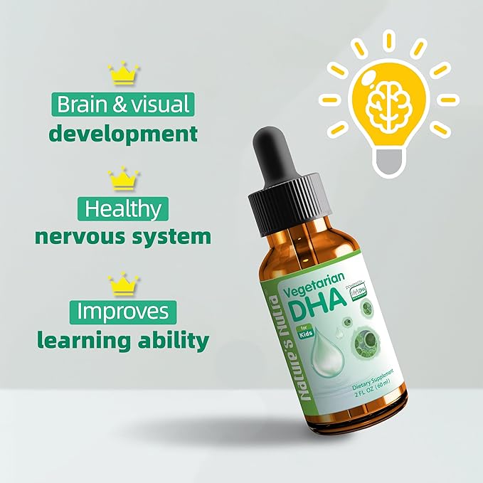 Nature's Nutra Vegetarian DHA, Premium Liquid DHA for Baby, Infant, Kids and Children, Non-GMO, DHA 100 mg, Pure Plant Source, 2 Fl Oz (60ml)