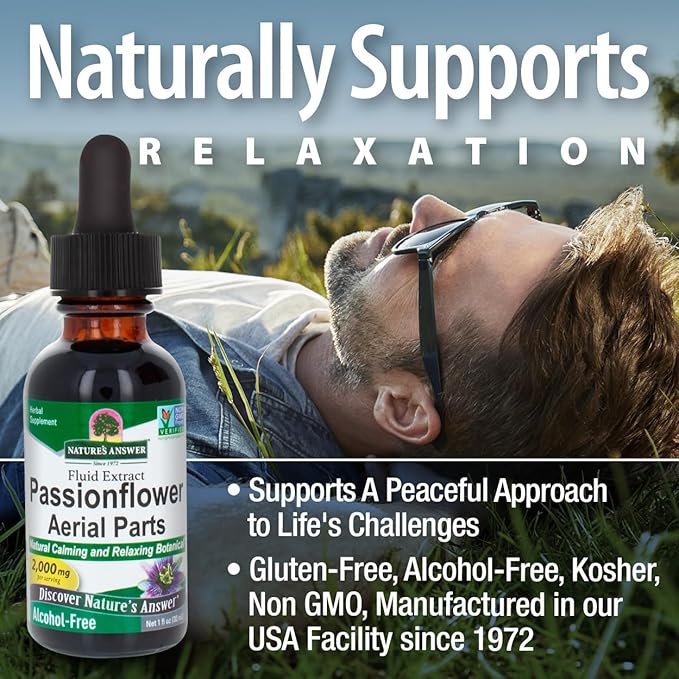 Nature's Answer Passion Flower 2000mg 1oz Extract | Liquid Herbal Tincture Supplement Drops | Natural Botanical | Non-GMO, Alcohol & Gluten-Free, Vegan 1oz | 2 Pack