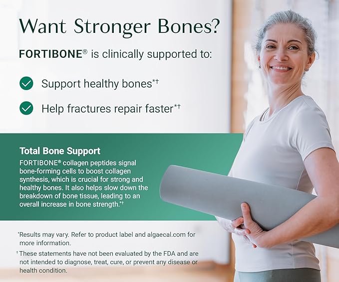 ALGAECAL Collagen: 4 Clinically-Supported Collagen Peptides VERISOL®, FORTIGEL®, UC-II®, FORTIBONE®, Anti-Aging Hydrolyzed Collagen Powder, 3 Packs, Made in USA