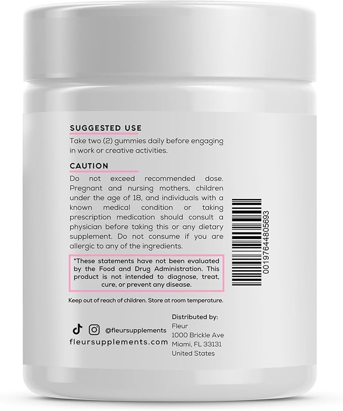 FLEUR Bloom & Glow Hair Skin and Nails Gummies, Hair Growth Supplement with Biotin & Inositol, Antioxidant Rich Vitamin A, C & E Gummies for Skin and Nail Repair, Sugar-Free, 60 Vegan Gummies