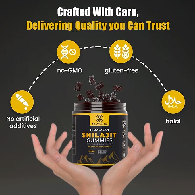Shilajit Gummies | Organic Himalayan Shilajit with Ashwagandha, Pomegranate & Manuka Honey | Delicious Chewables Gummies for Men & Women
