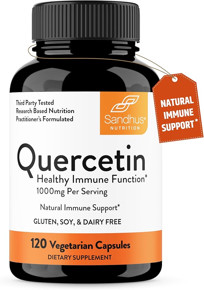 Sandhu's Quercetin 1000mg Per Serving Vegetarian Supplements 120 Capsules Bioflavonoids for Immune Support & Respiratory Health, Seasonal Allergy Support | Quercitin for Men and Women