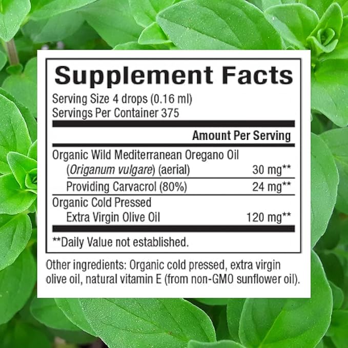 Natural Factors, Certified Organic Oil of Oregano, Herbal Supplement for Immune Support, Vegan, Non-GMO, 2 Oz