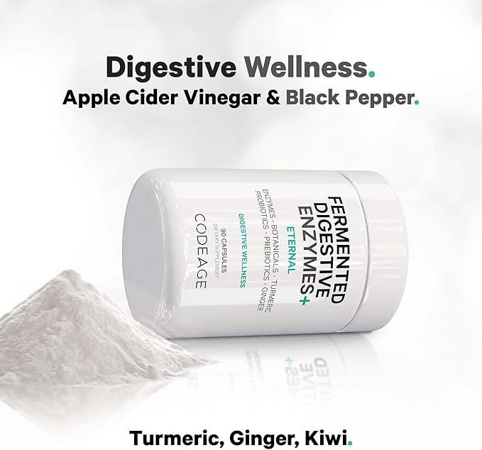 Codeage Fermented Digestive Enzymes Supplement 3-Month Supply - 14 Digestive Enzymes, Probiotics, Prebiotics, Fermented Botanicals, Plant-Based Multi Pancreatic Enzymes - 1 Capsule a Day - 2-Pack