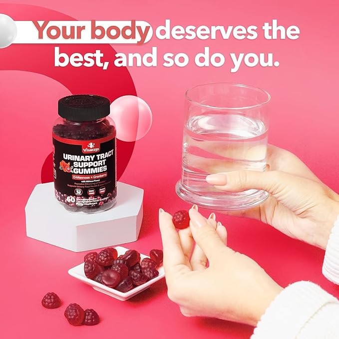 Potent Cranberry Gummies 1500mg with D Mannose - Urinary Tract Health for Women & Men, Urinary Flush & Bladder Fast-Acting Support Supplements with Hibiscus Powder, 180 Count