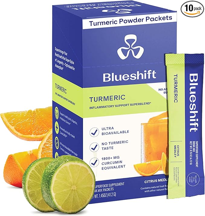 Turmeric Citrus Medley - Turmeric Powder Packets for Water, Turmeric Curcumin Supplement, No Sugar Drink Mix for Natural Recovery Support - Citrus Flavor, Powder Sticks (10 Pack)