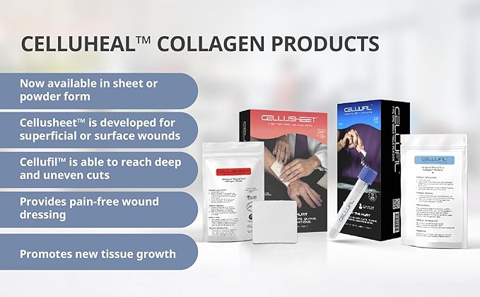 Cellufil® Collagen Particles for Advanced Wound Care – 100% Non-Hydrolyzed Bovine Collagen for Tissue Regeneration, First Aid & Minor Bleeding, One Vial