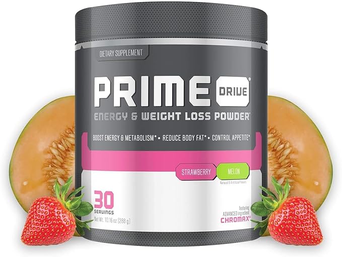 Prime Drive Energy Strawberry Melon Pre Workout Energy Drink Powder, Provides Extreme Energy, Focus and Intensity, Boosts Metabolism 10.2oz (30 Servings)