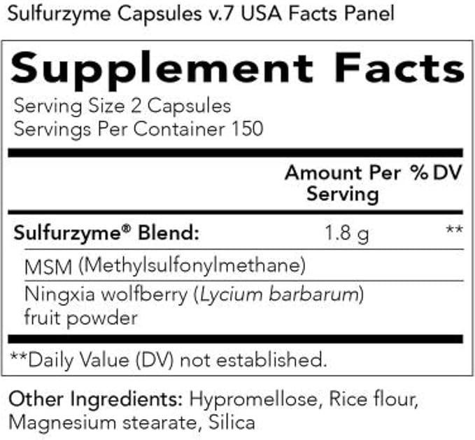 Young Living Sulfurzyme, 300 Capsules, Supports Joint Health, Promotes Healthy Skin and Hair, Aids in Overall Well-Being with MSM and Wolfberry Powder Blend