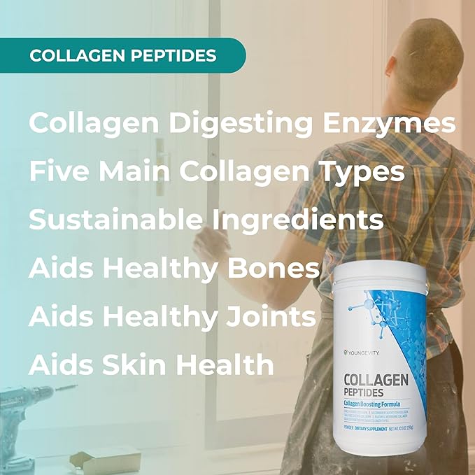 Youngevity Multi-Collagen Peptides Powder with Fulvic Powder – Hydrolyzed Grass-Fed, Marine, Chicken, & Eggshell Membrane Collagen – Hair, Skin, Nails, Joint, Bone Support – I, II, III, V, X – 11.4 oz
