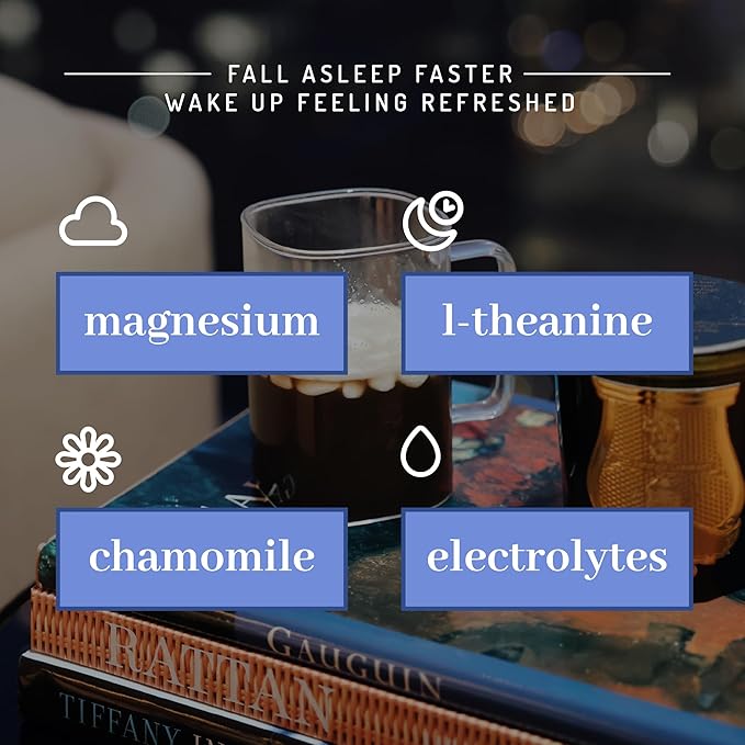 PWDRS Snooze Sleepy Time Hot Chocolate | All Natural Sleep Support | Magnesium Glycinate, L Theanine, Chamomile, Electrolytes | 20 Calories, Non GMO | Chocolate Caramel