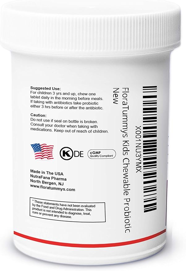 Kids Chewable Probiotic Prebiotics: Non-Dairy, Gluten & Sugar-Free, Peanut & Soy Free, Non-GMO, Tested & Free of Food Allergens, Vegan, Kosher, Berry Flavor(1 Bottle)