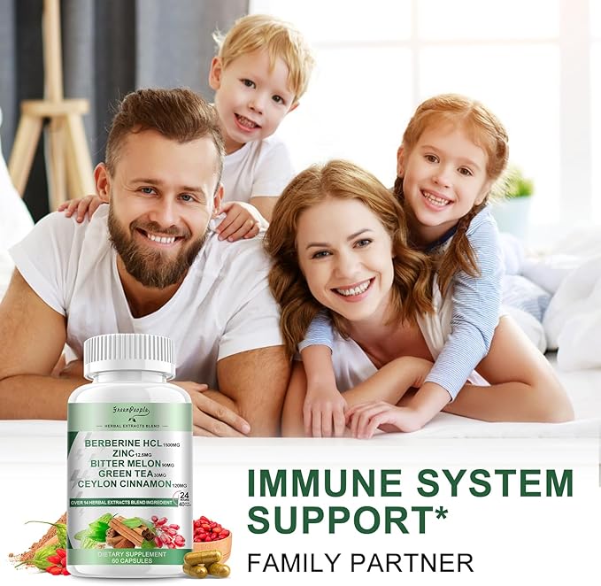 Berberine Supplement with Ceylon Cinnamon - Berberine 1500mg Activates AMPK & GLP-1 Berberine HCL Capsules with Bitter Melon/Artichoke Extracts & Natural Herbs for Immune Support 60 Count