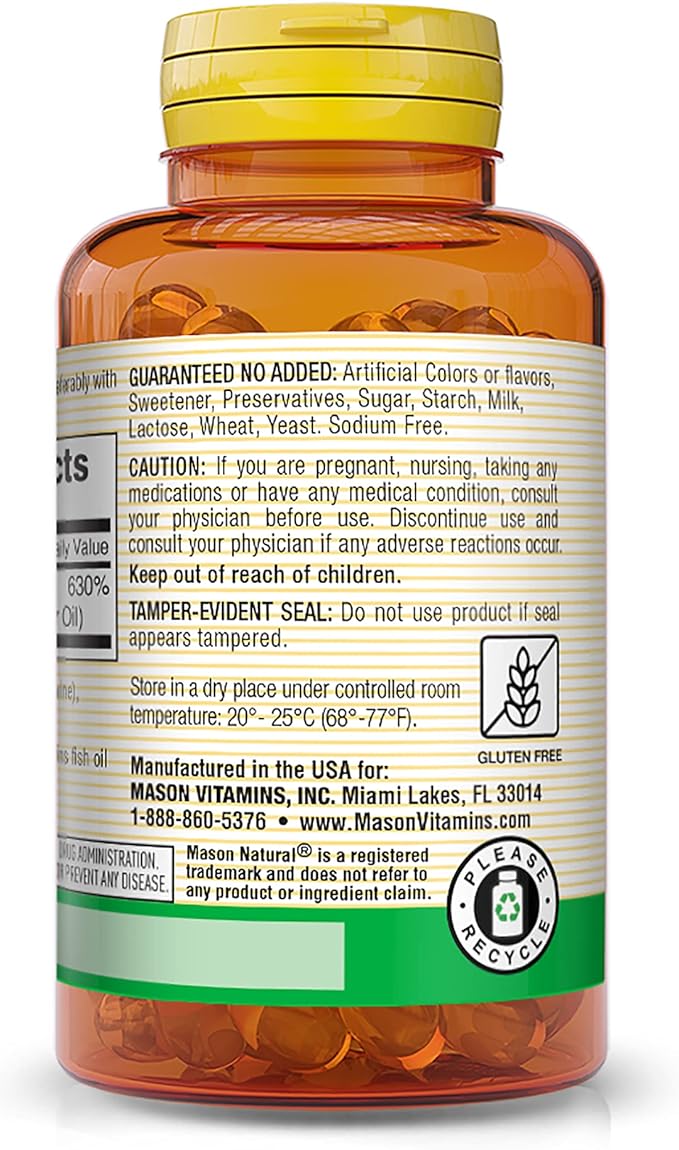 MASON NATURAL Vitamin D3 125 mcg (5000 IU) - Supports Overall Health, Strengthens Bones and Muscles, from Fish Liver Oil, 50 Softgels (Pack of 2)