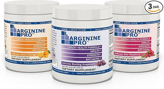 L-ARGININE PRO | 5,500mg L-Arginine Plus L-Citrulline 1,100mg Raspberry, Orange & Grape Powder Drink Mix Supplement for Increased Nitric Oxide Production