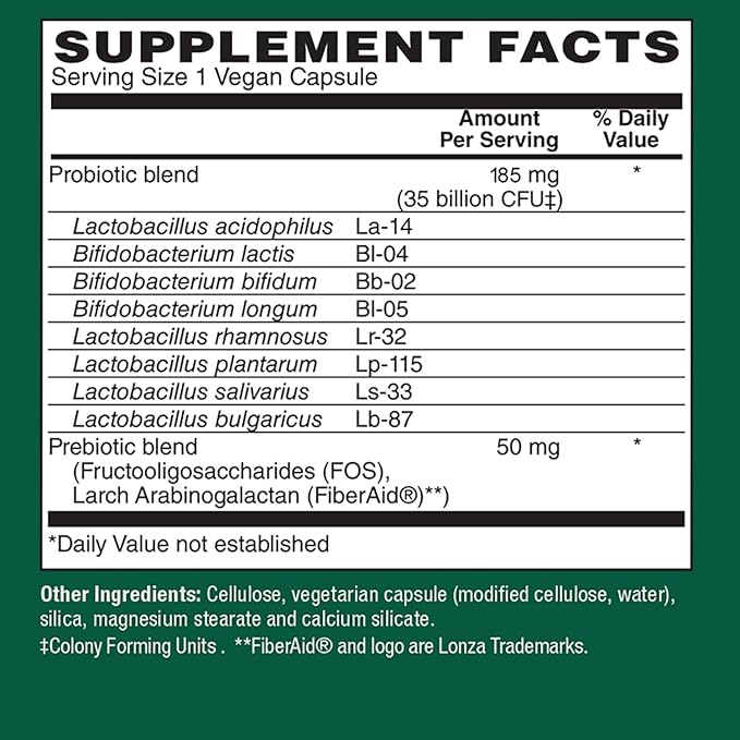 PlantFusion Vegan Probiotics for Women & Men with Prebiotics - 35 Billion CFU, 8 Strains for Immune & Digestive Health Support - Shelf Stable, Non-GMO, Gluten Free - 30 Capsules (1 Month Supply)