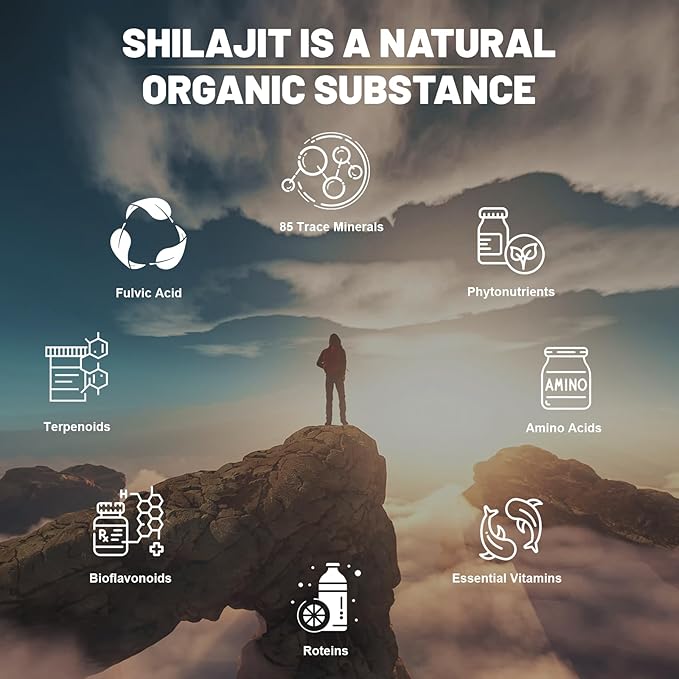 Shilajit Capsules - 20,000mg Pure Himalayan Organic Shilajit for Men & Women with Ashwagandha, Supports Vitality and Wellness, Premium Shilajit Pure Himalayan Supplement, 120 Capsules