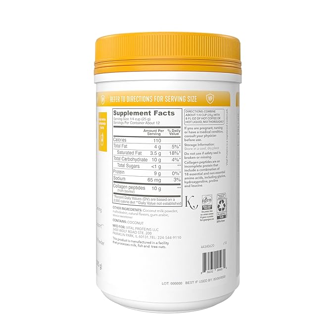 Vital Proteins Collagen Peptides Powder - Vanilla Protein Coffee Creamer for Hair, Skin & Nails Support