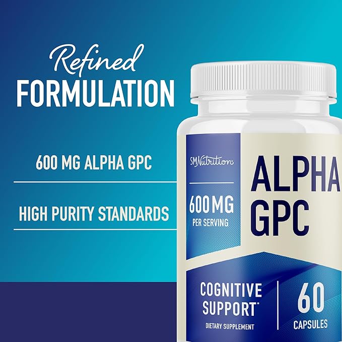 Alpha GPC 600 mg | Brain & Memory Support Supplement | Mental Performance, Focus & Clarity Support | Highly Purified Alpha-GPC Powder | Vegan, Formulated Non-GMO, 3rd-Party Tested | 60 Capsules