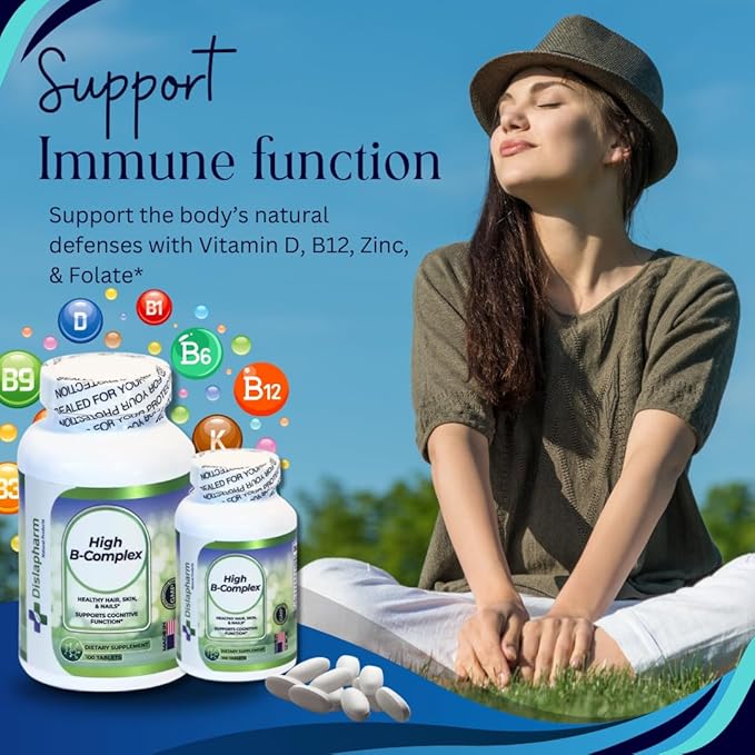 High B Complex Vitamins for Women with Riboflavin, Vitamin B2, B6, B12, B1, Vitamin B Complex Support Brain Health, Immune System, Hair, Skin & Nails Health, Bone, Joint & Energy Support - 100 Tablets