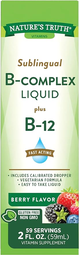 Nature's Truth Sublingual B Complex | with B12 | 2 Fluid Ounces | Berry Flavor | Vegetarian, Non-GMO & Gluten Free Supplement