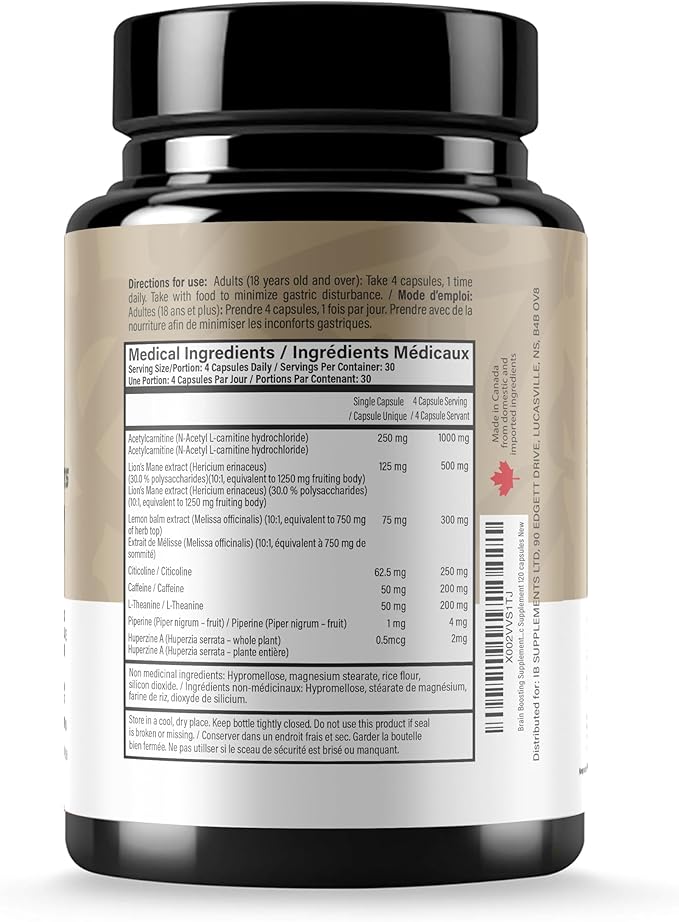 Iron Brothers Brain Boosting Supplement for Focus Factor, Energy & Concentration | Alpha Brain Supplement to Improve Memory with Lion's Main-CDP-Choline - Nootropic | 120 Capsules