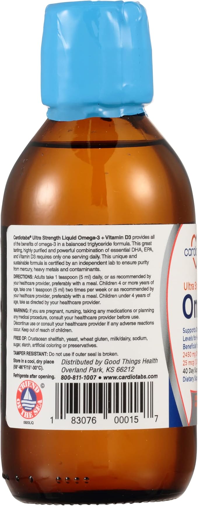 Ultra Strength Liquid Omega-3 + Vitamin D3, Fish Oil Supplements 4,500mg Omega-3 Marine Oil from Fish Oil and Calamarine, 2,130mg DHA and EPA, + 1,000 IU of Vitamin D3-6.8 fl oz