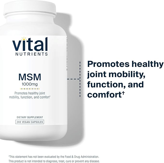 Vital Nutrients - MSM 1000 mg - Natural Form of Organic Sulfur - 240 Capsules